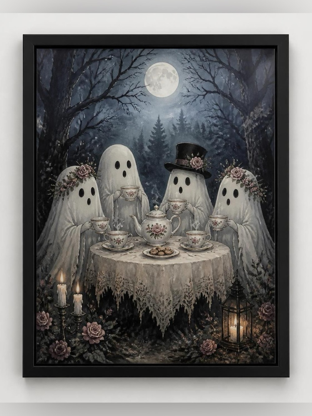Framed Spirited Tea Party Ghost Wall 8x10 Art Print